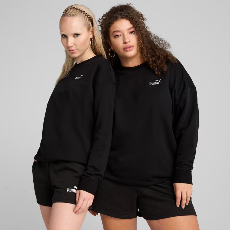 Puma Women's ESS Small No. 11 Logo Relaxed Crew Sweatshirt Black 684975 01