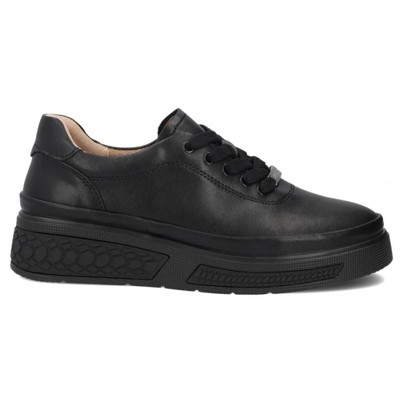 Women's leather wedge shoes, black Filippo DP8326
