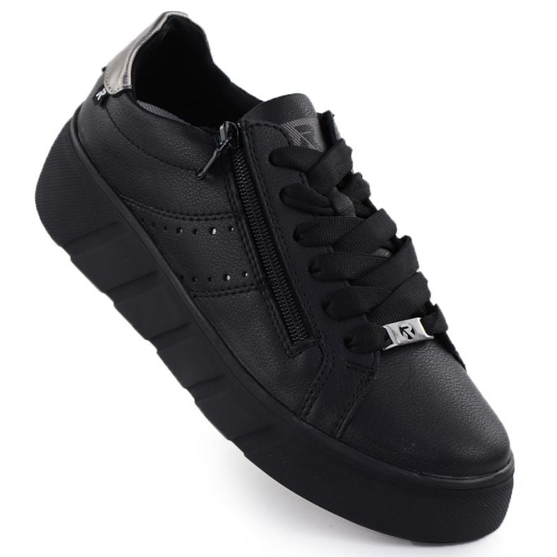 Rieker W2605-02 women's leather platform shoes in black Footwear Your Sports Performance