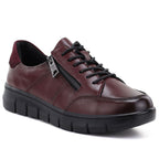 Women's leather platform shoes in burgundy Vinceza 133130