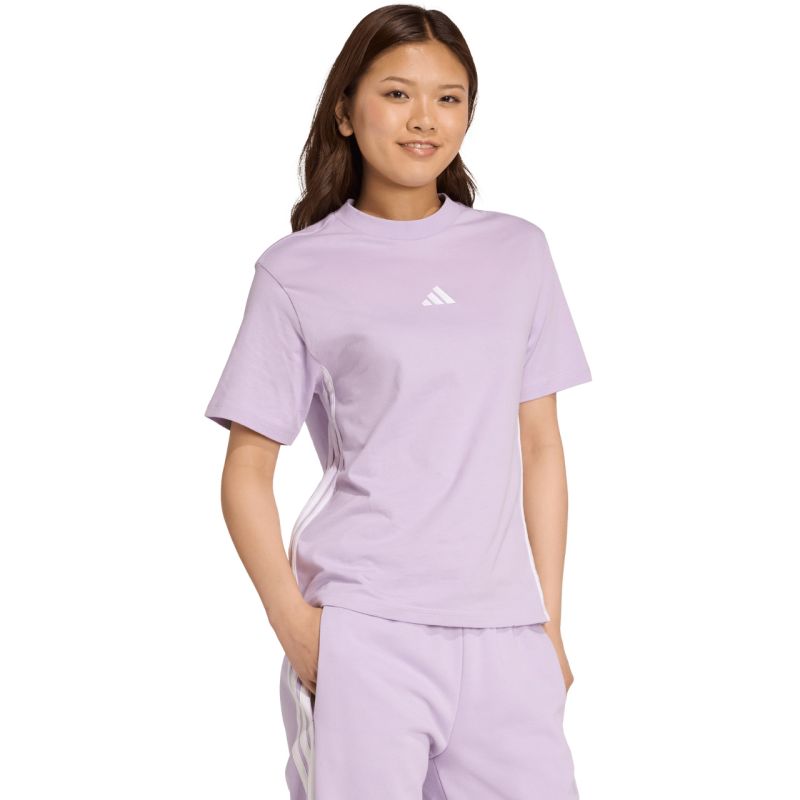 adidas Essentials 3-Stripes Cotton Women's T-Shirt Light Purple JX7619 adidas