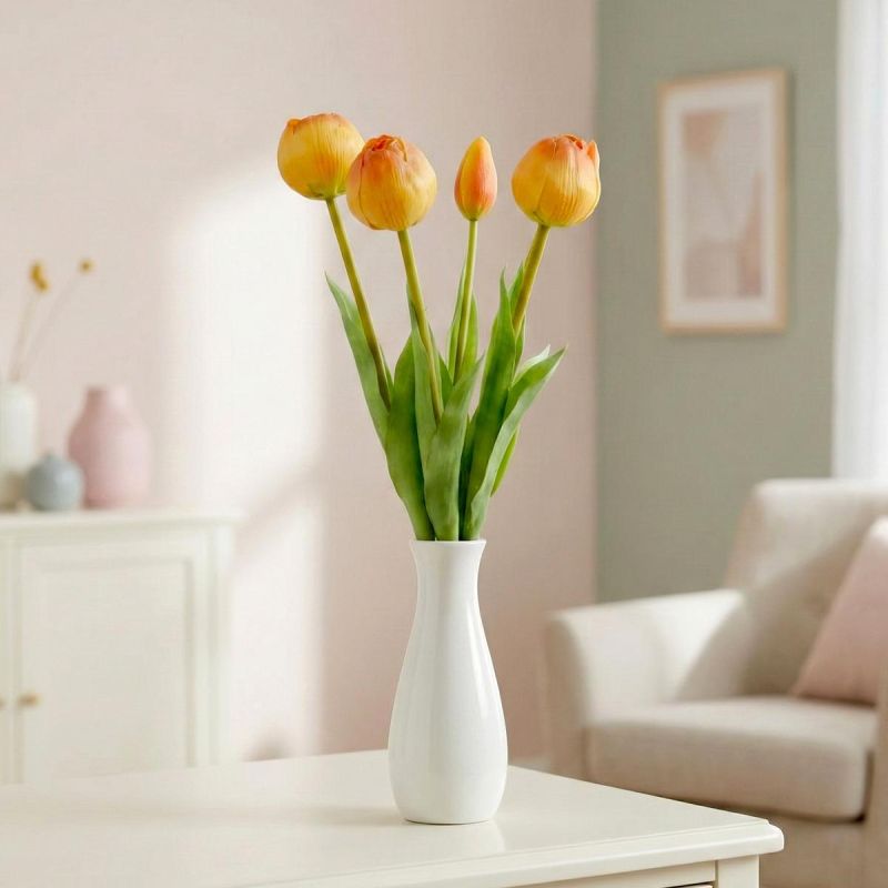 BOUQUET OF 5 ORANGE PEONY TULIPS 39 CM LIFE-LIKE SPRING DECORATION Home and Garden/Equipment Your Sports Performance