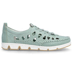 Women's leather openwork shoes green Rieker 49956-52 Rieker
