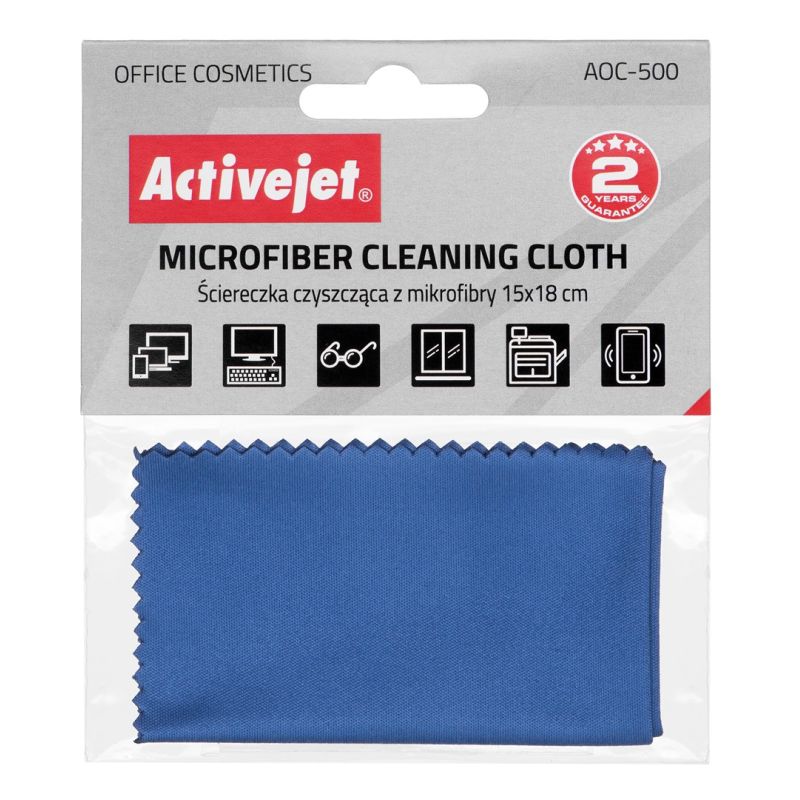 Activejet AOC-500 Microfiber Cleaning Cloth 15x18cm, perfect for cleaning laptops, monitors, keyboards, computer cases, printers, copiers, scanners, phones, typewriters In preparation Your Sports Performance