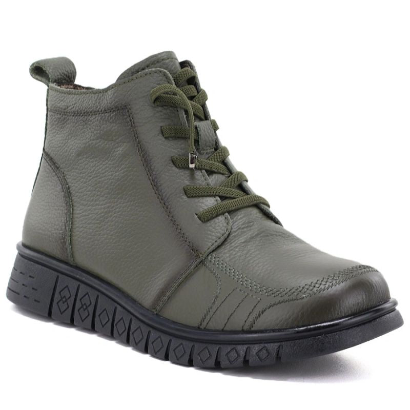 Comfortable Khaki Leather Ankle Boots for Women T.Sokolski OL67-1