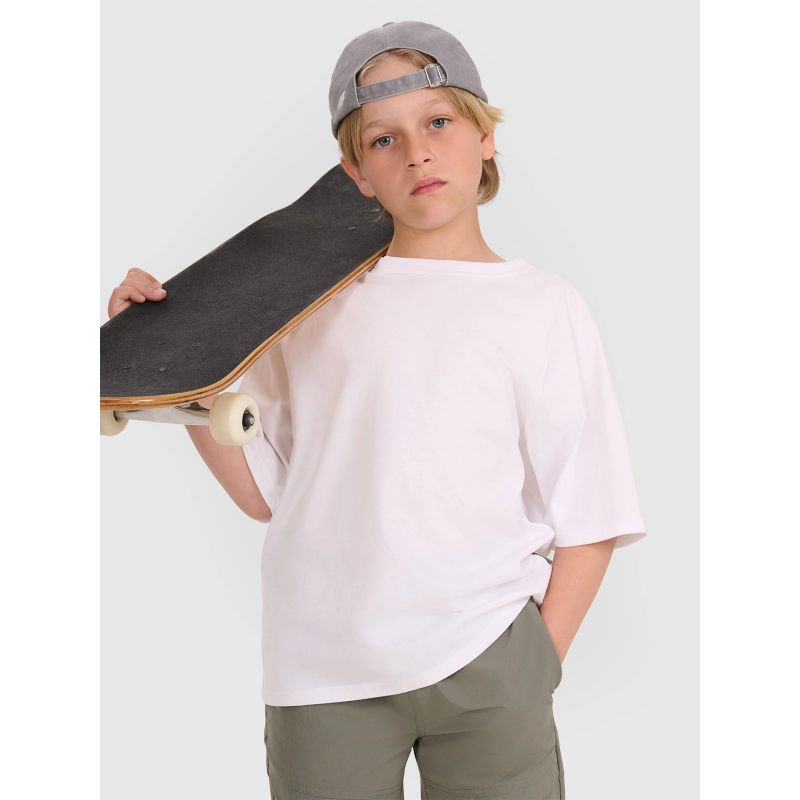 Plain Oversized Boys' T-Shirt 4F 4FJWAW25TTSHM2411-10S