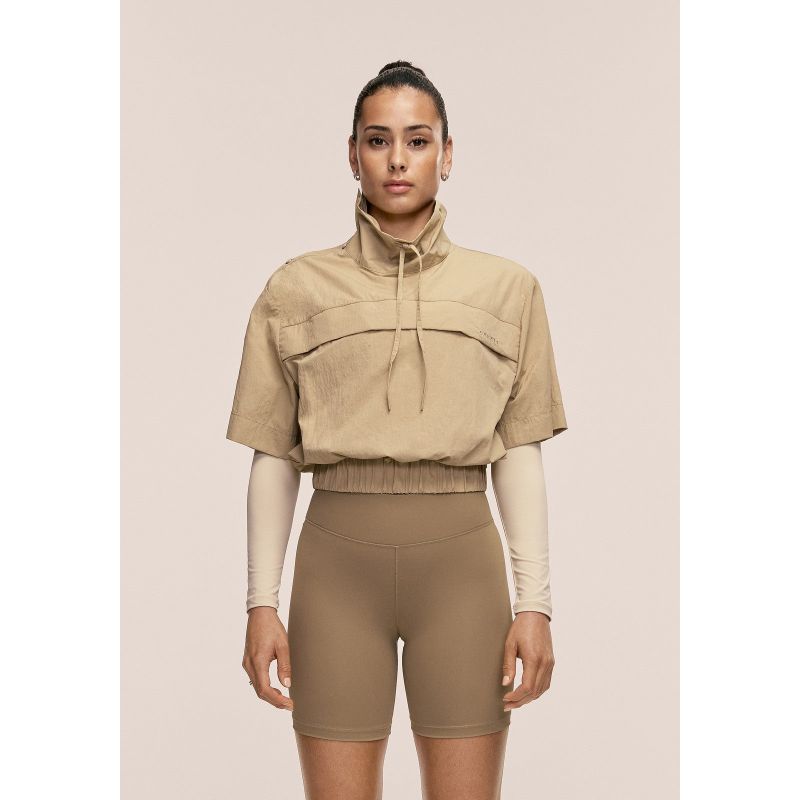 CASALL Women's Active Short Sleeve Track Jacket, Sand Color