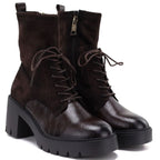 Women's Heeled Platform Ankle Boots in Chocolate Brown Vinceza 58665