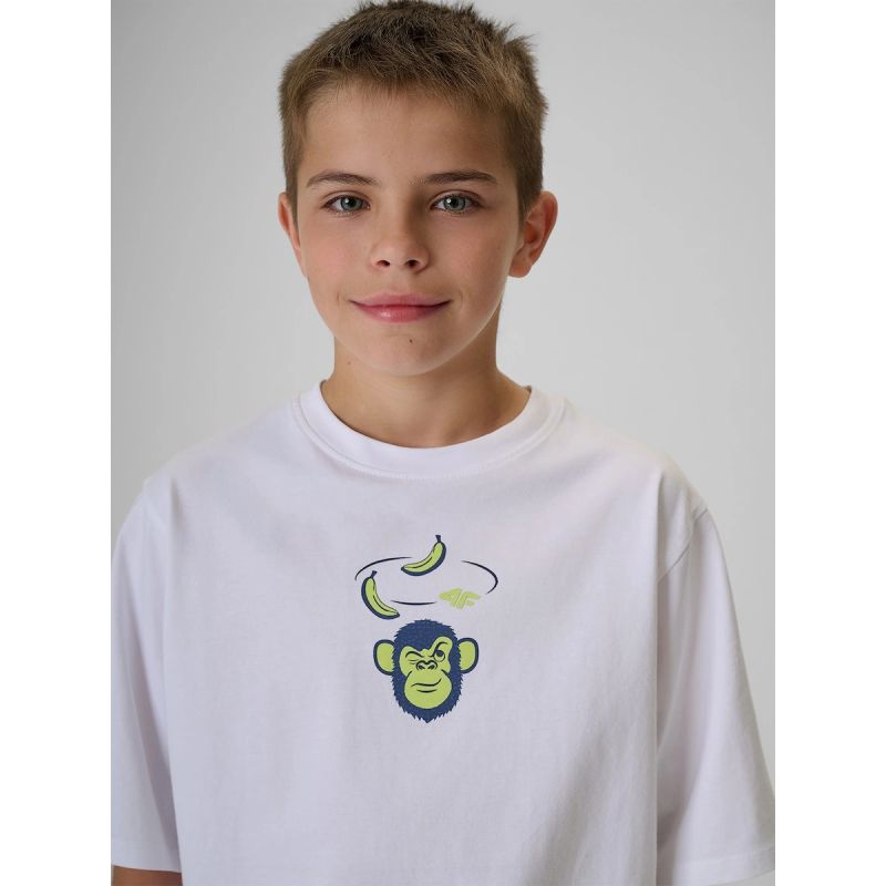Boy's loose T-shirt with print 4F 4FJRSS26TTSHM4276-10S