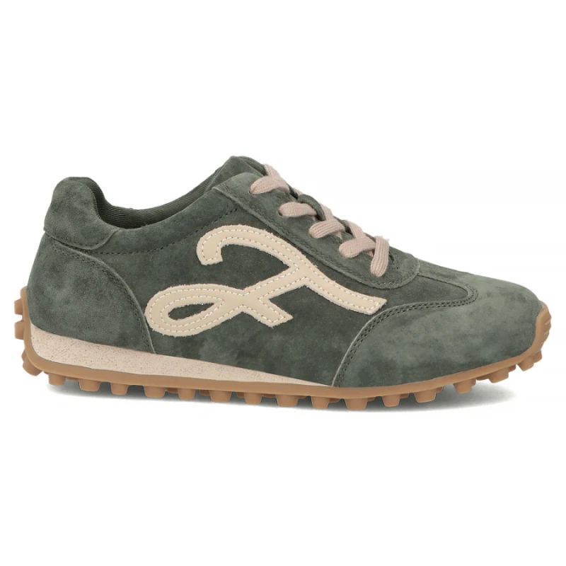 Women's leather shoes, suede sneakers, green Filippo DP7961