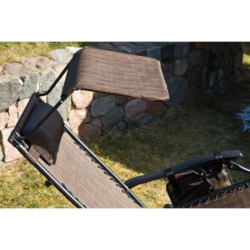 FOLDABLE GARDEN DECHAIR WITH CANOPY 173X52/65X110CM BROWN Home and Garden/Garden Your Sports Performance