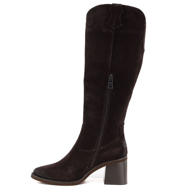 Women's leather cowboy boots with heels, suede, brown, Vinceza 133103