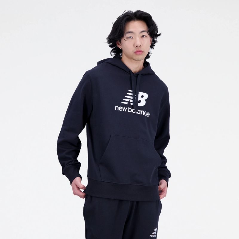 New Balance Essentials Stacked Logo Frenc M Hoodie MT31537BK Clothing/Outdoor New Balance