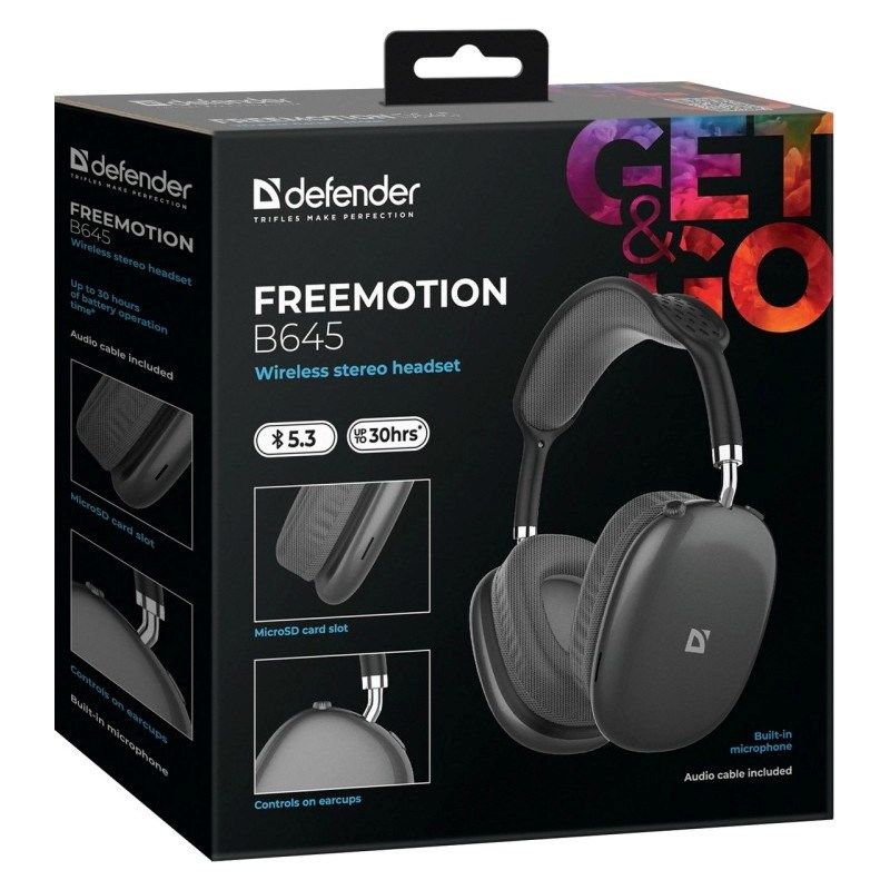 Defender Bluetooth Freemotion Over-Ear Headphones B645 Black 63645 In preparation Your Sports Performance