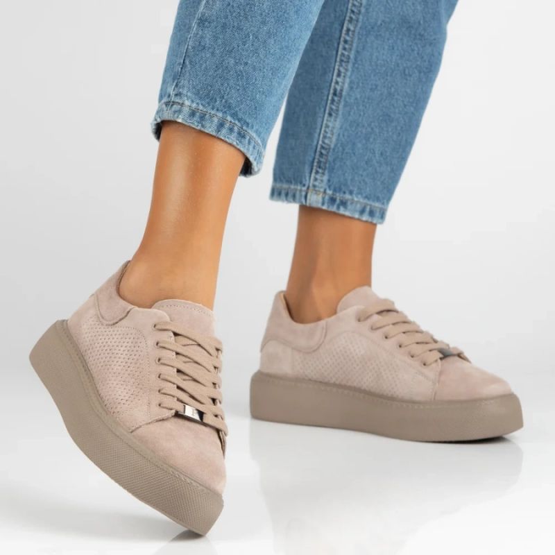 Women's leather shoes, sneakers, beige, Filippo DP7502/26 Filippo