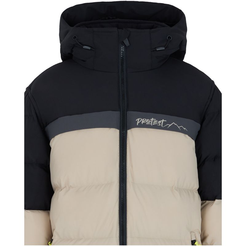 Quilted Ski/Snowboard Jacket with Hood and Zip for Junior PROTEST Prtmack, Beige