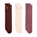 Nike Everyday Cushioned Crew Socks, 3 Pairs, Brown, Beige, Pink, SX7664 915