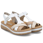 Rieker V0919-80 women's white wedge sandals Rieker