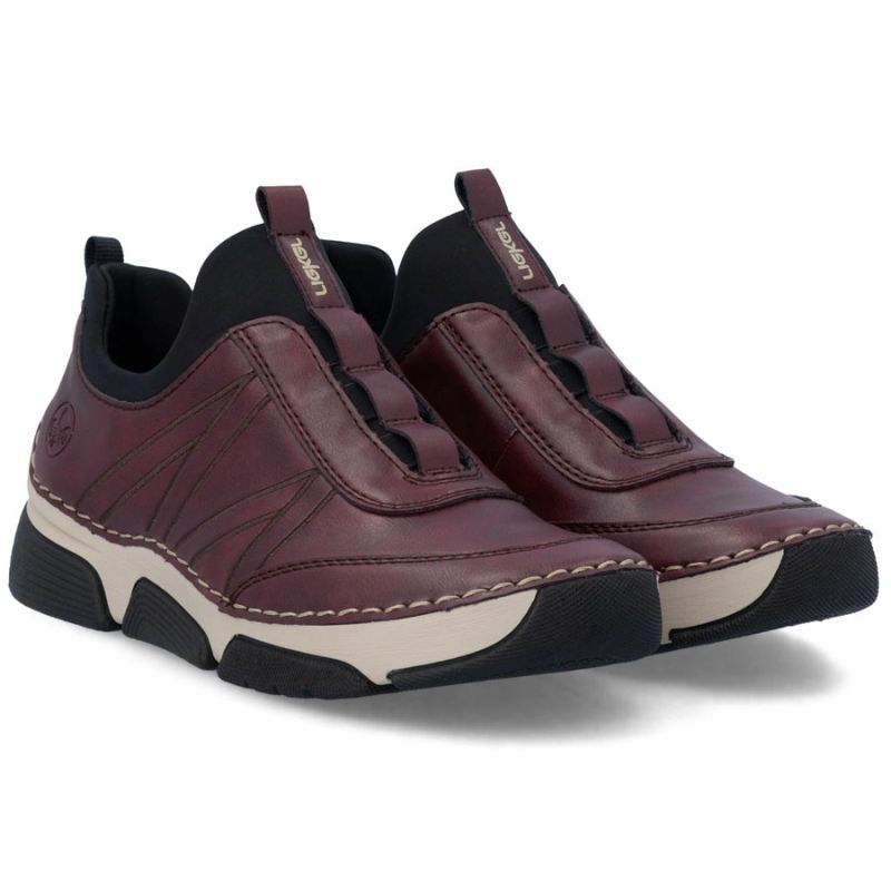Comfortable Women’s Slip-On Shoes in Burgundy Rieker 45975-35
