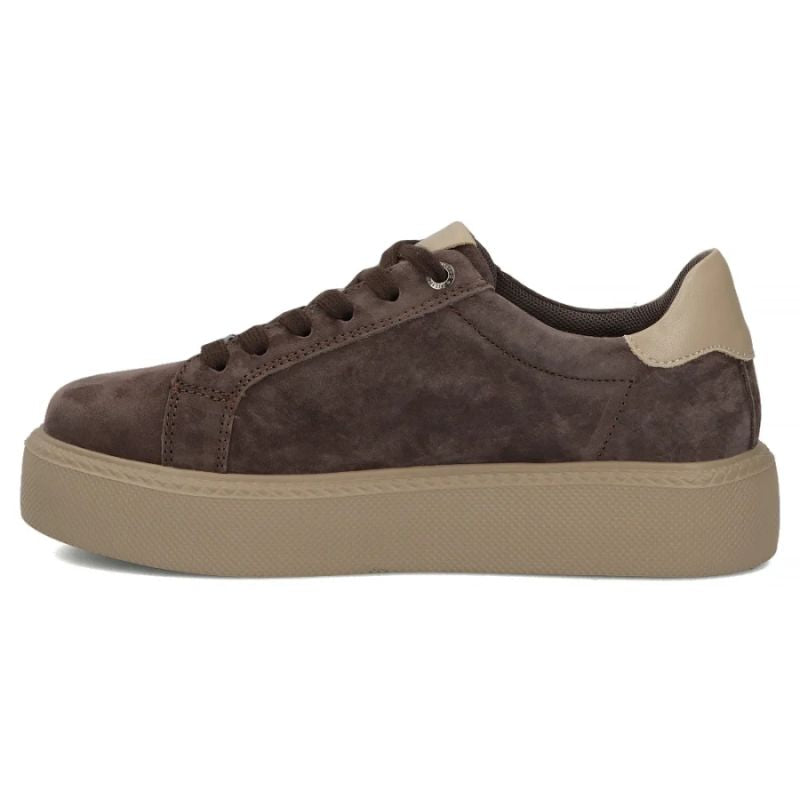 Women's leather platform sneakers, brown, Filippo DP6119