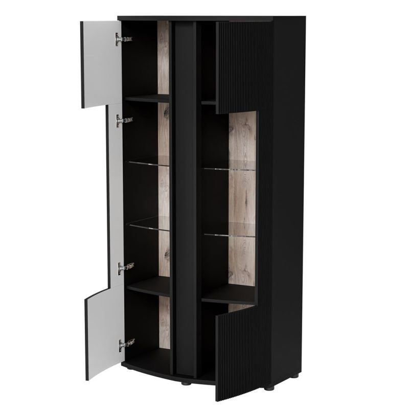 MICHELLE 2D display cabinet 86x35-47xH180 black/viking oak Bufety i witryny/Bufety i witryny na drewnianej podstawie Your Sports Performance