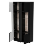 MICHELLE 2D display cabinet 86x35-47xH180 black/viking oak Bufety i witryny/Bufety i witryny na drewnianej podstawie Your Sports Performance