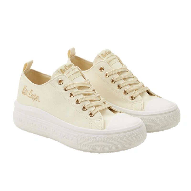 Lee Cooper women's shoes sports sneakers beige platform fashionable Lee Cooper