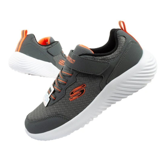 Skechers Bounder children's sports shoes with Velcro, lightweight, fashionable gray Skechers