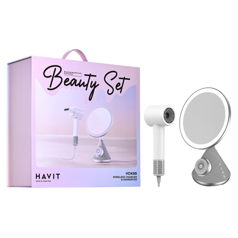 HAIR DRYER SET WITH COSMETIC MIRROR WITH WIRELESS CHARGING FUNCTION AGD - Produkty/Suszarki do włosów Your Sports Performance