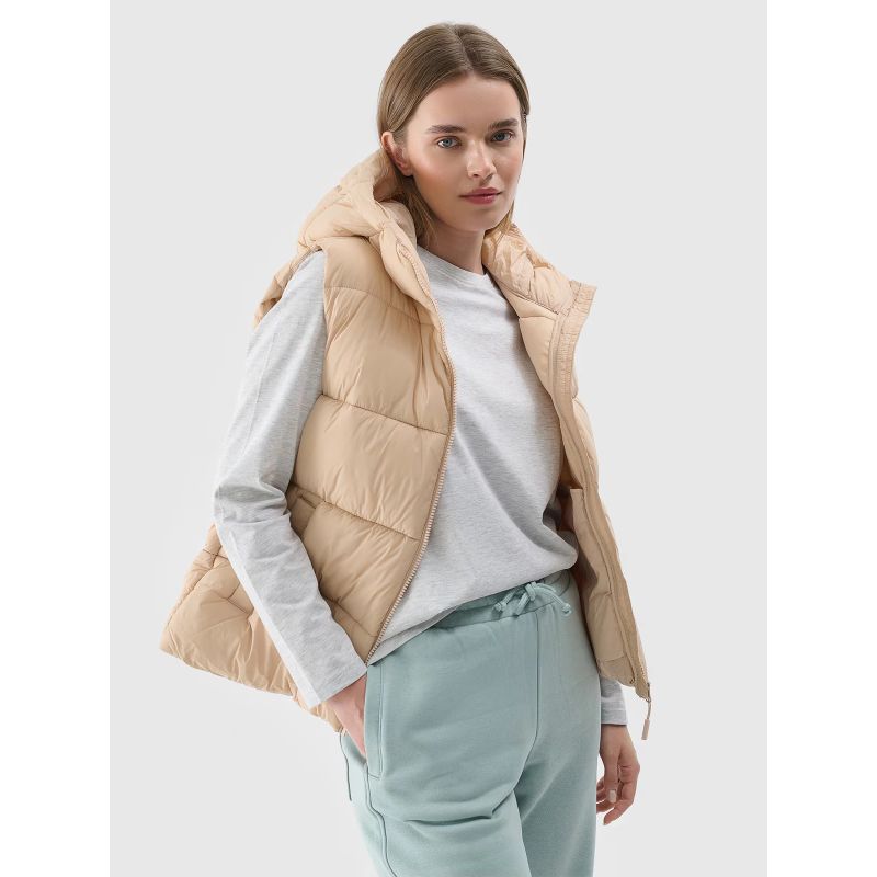Women's quilted down vest with hood 4F 4FWAW24TVJAF141-83S *Kategoria tymczasowa Your Sports Performance