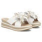 Women's leather wedge sandals with a flower, white Filippo DK7636