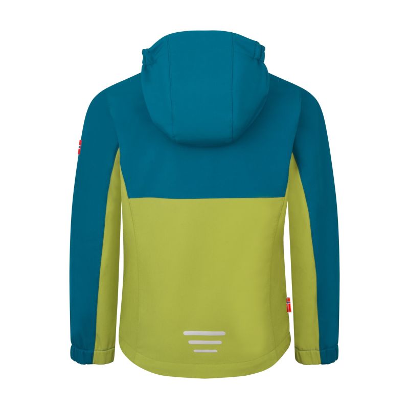 Trollkids Kristiansand Softshell Jacket pear green/lagoon green/Sunset in the Sahara (320-360)