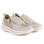 Women's leather low shoes in beige and gold eVento 9784 eVento