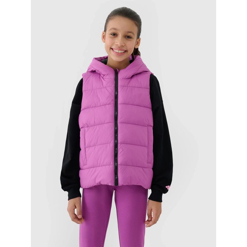 Girls' down vest with synthetic filling 4F 4FJWSS25TVJAF166-50S *Kategoria tymczasowa Your Sports Performance