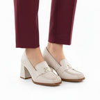 Women's beige heeled moccasins Potocki SZ12783 To be categorized Your Sports Performance