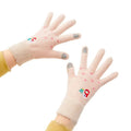 Women's winter telephone gloves with a snowman and a Christmas tree - beige Hurtel