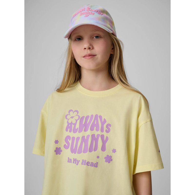 Loose T-shirt with a girl's print 4F 4FJRSS26TTSHF3908-72S