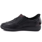 Black women's leather wedge shoes M.Daszyński SFY2647-5
