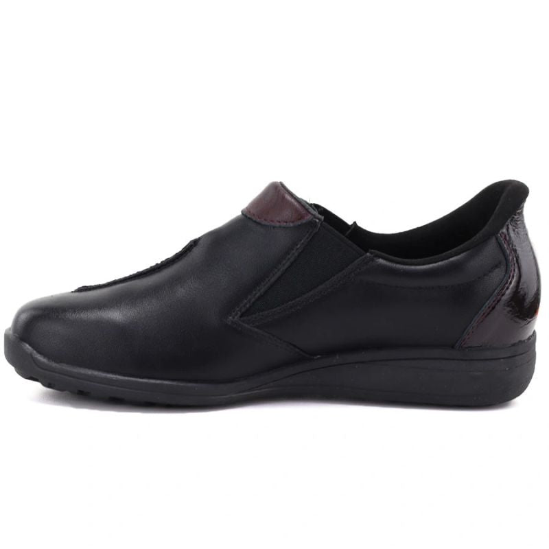 Black women's leather wedge shoes M.Daszyński SFY2647-5