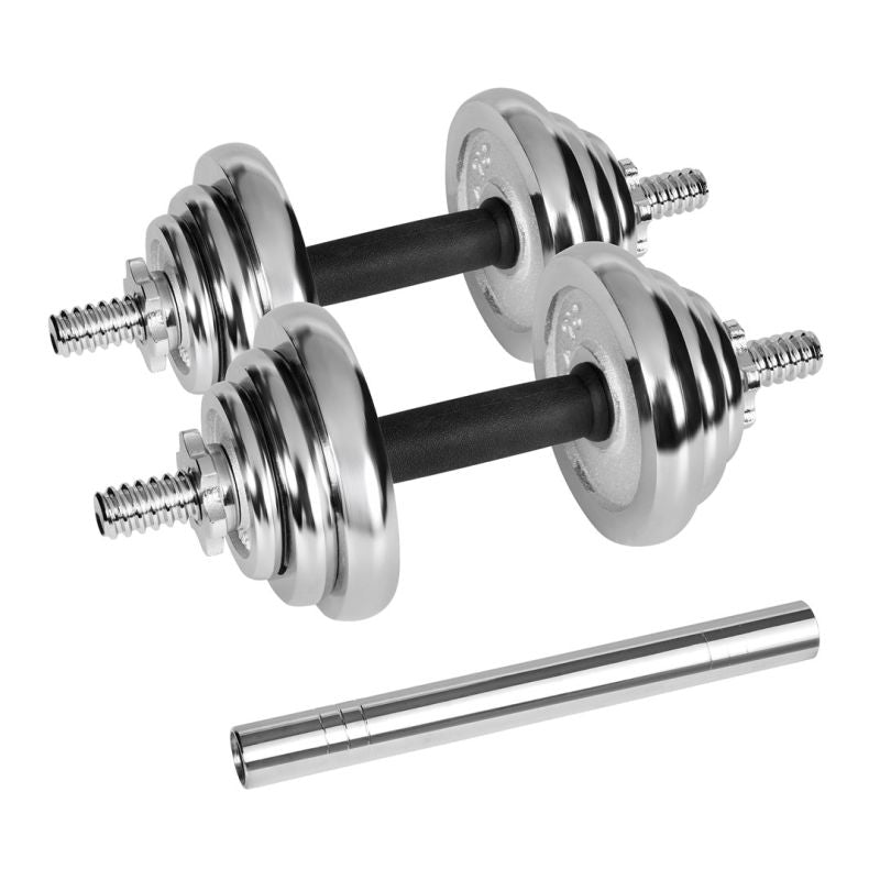 REBEL ACTIVE ADJUSTABLE CHROME DUMBBELLS IN CASE WITH BAR, 20 KG SET To be categorized Your Sports Performance
