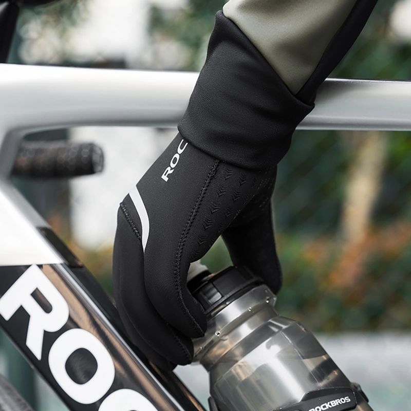 Rockbros full waterproof cycling gloves, size: XXL - black Rockbros