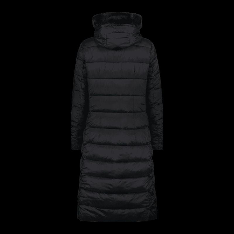 CMP women's long winter coat, insulated jacket with hood, black (34K0046F/U901) CMP