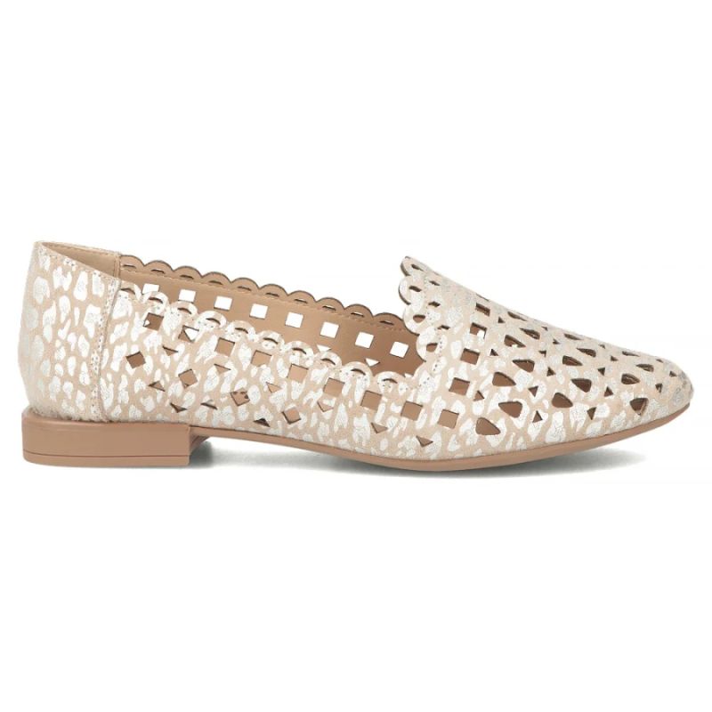 Women's leather openwork shoes, beige, Filippo DP7710 Filippo