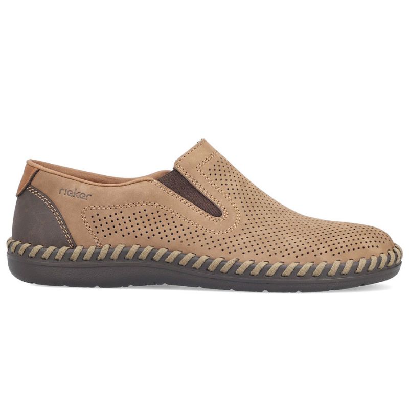 Rieker B2460-25 men's leather slip-on shoes, beige To be categorized Your Sports Performance