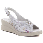 Women's leather wedge sandals gray Vinceza 26-79614 Vinceza