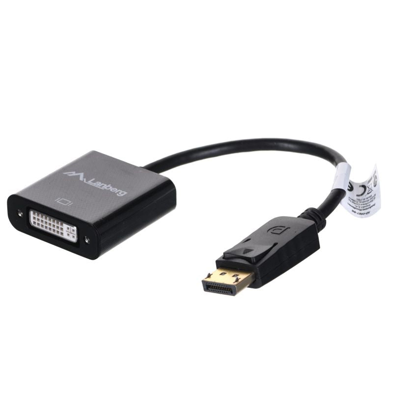 Lanberg AD-0007-BK Adapter (DisplayPort M - DVI-D F; 0.10m; black) Kable i adaptery/Adaptery, przejściówki Your Sports Performance