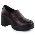 Women's loafers on a block heel, brown, Potocki SZ12700 Footwear Your Sports Performance
