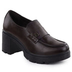 Women's loafers on a block heel, brown, Potocki SZ12700 Footwear Your Sports Performance