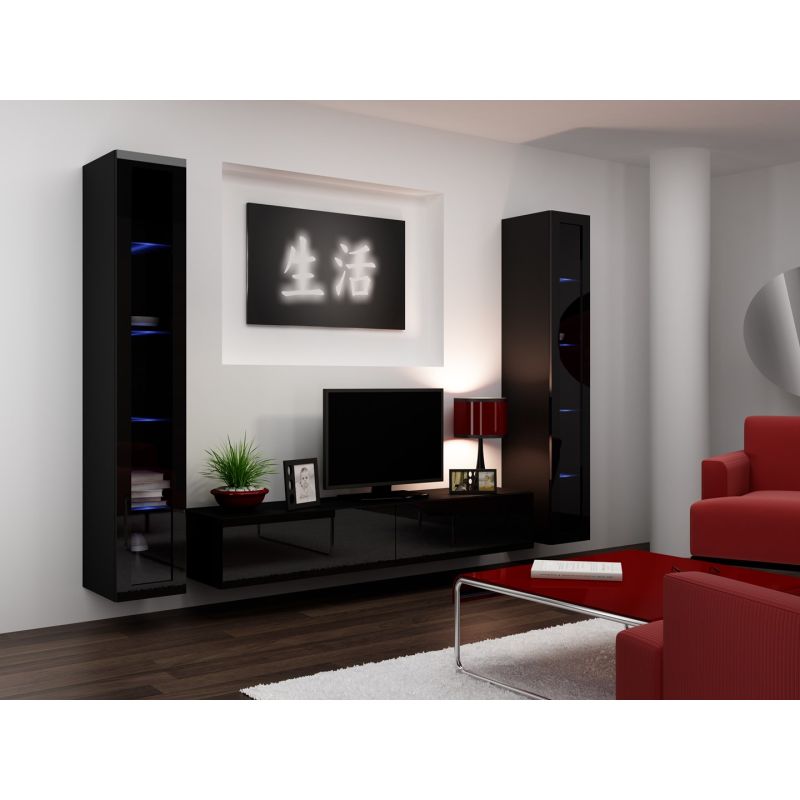 VIGO glass display cabinet '180' 180/40/30 black/black polished Bufety i witryny/Bufety i witryny na drewnianej podstawie Your Sports Performance