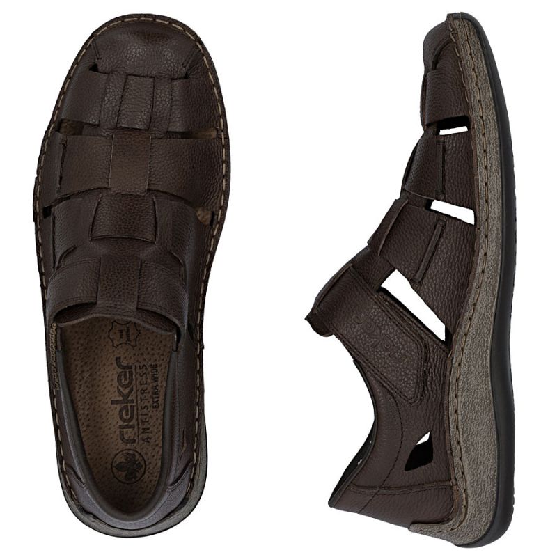 Men's leather openwork brown shoes Rieker 05281-25 To be categorized Your Sports Performance